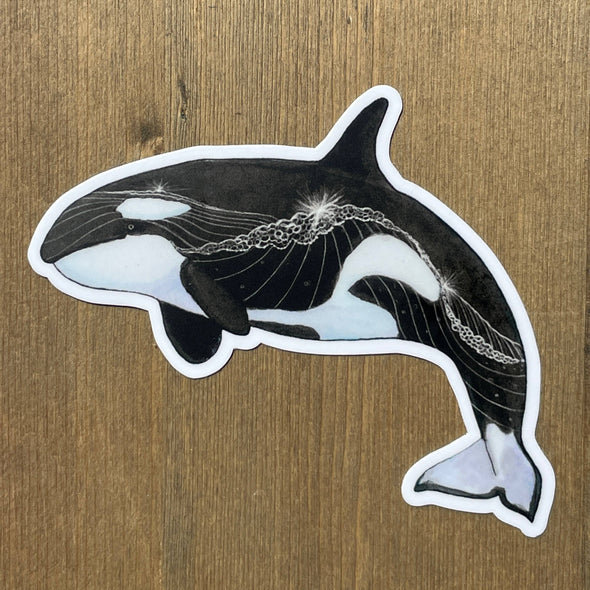 Orca Whale & Wave Sticker