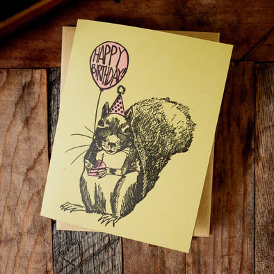 Squirrel Balloon Birthday Card