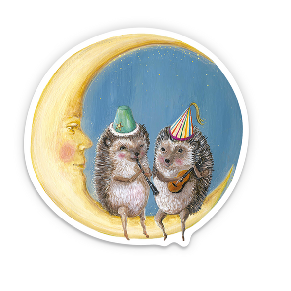 Moon Party Hedgehogs Sticker