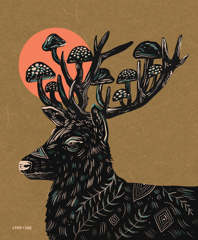 Mushroom Deer Print (8x10)
