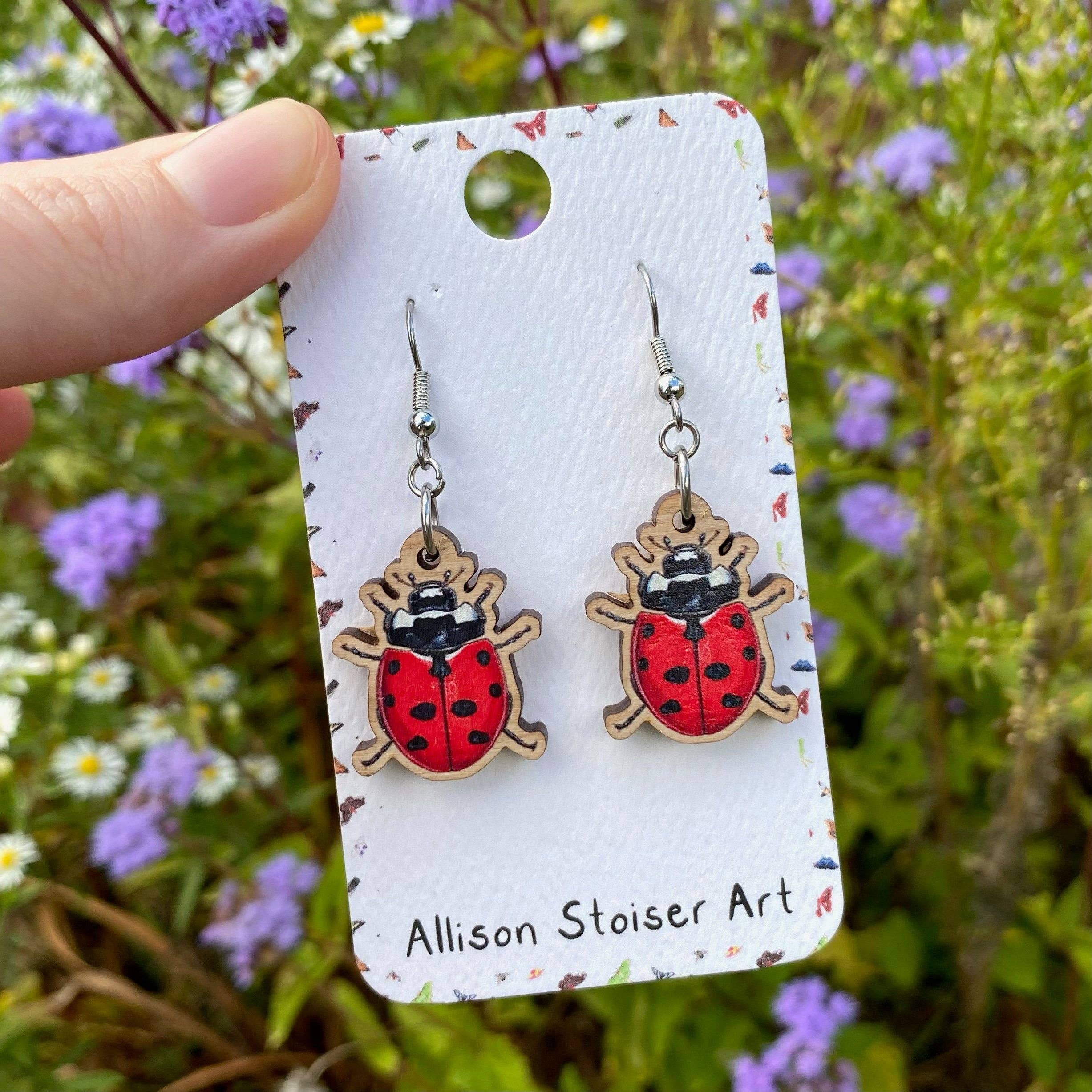 Handmade Ladybug Earrings For Girls - Cute Pierced Stud Earrings - Halloween & Cosplay Jewelry Gift - View #14