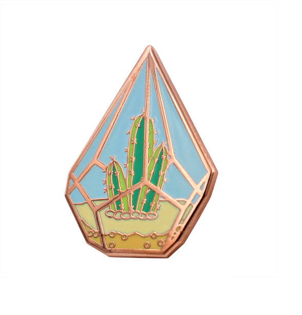 Cactus in Geometric Terrarium Enamel Pin