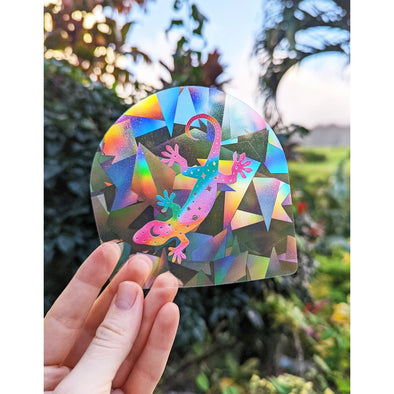 Space Gecko Rainbow Suncatcher Window Decal