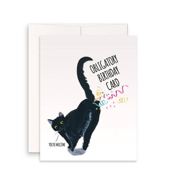 Black Cat Fart Obligatory Birthday Card