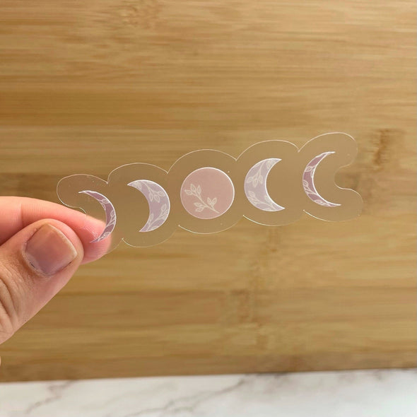 Floral Moon Phase Clear Vinyl Sticker