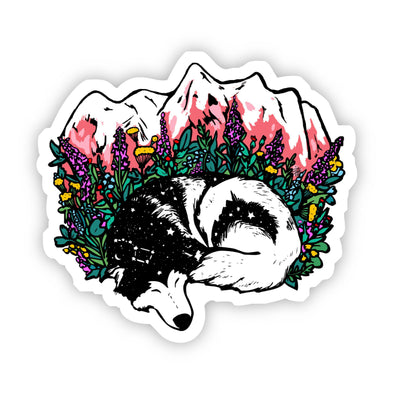 Sleeping Wolf Mountain Vinyl Sticker
