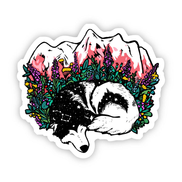 Sleeping Wolf Mountain Vinyl Sticker