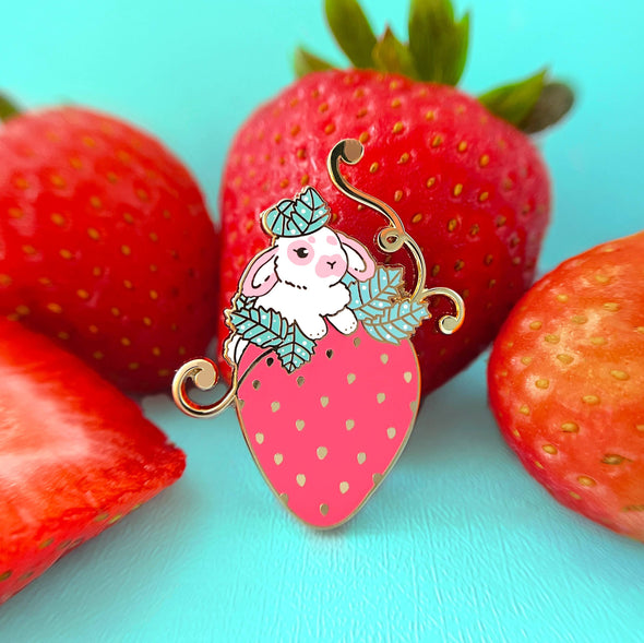 Strawberry Rabbit Enamel Pin