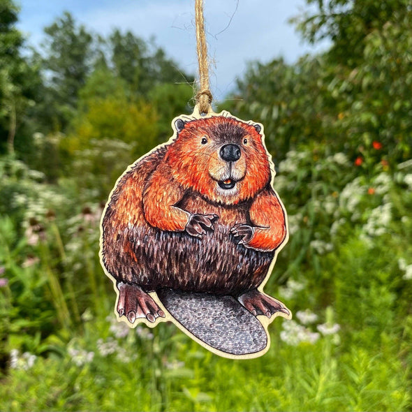 American Beaver Wood Print Ornament