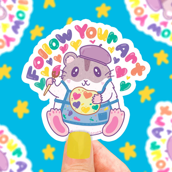 Follow Your Art Hamster Vinyl Sticker