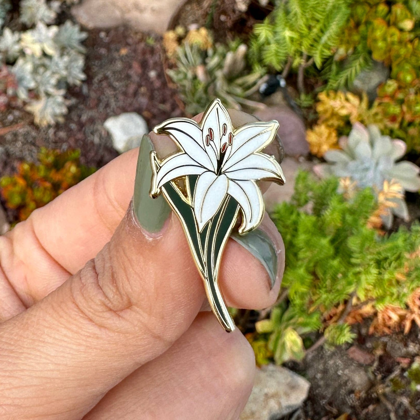 tiger lily pin White Lily Flower Enamel Pin