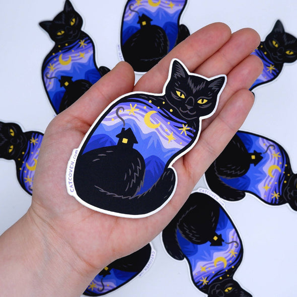 Twilight Cat Matte Mirror Sticker