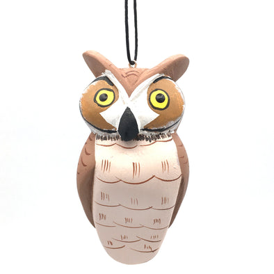 Hand-Carved Great Horned Owl Ornament