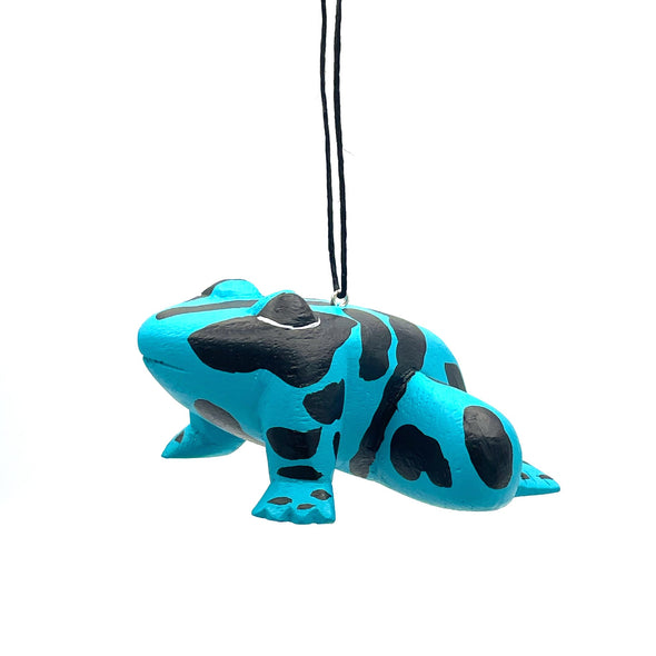 Hand-Carved Blue Poison Dart Frog Ornament