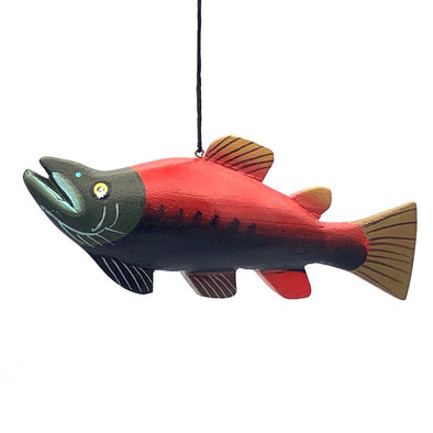 Pacific Salmon Hand-Carved Balsa Ornament