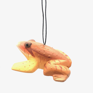 Hand-Carved Wood Frog Ornament