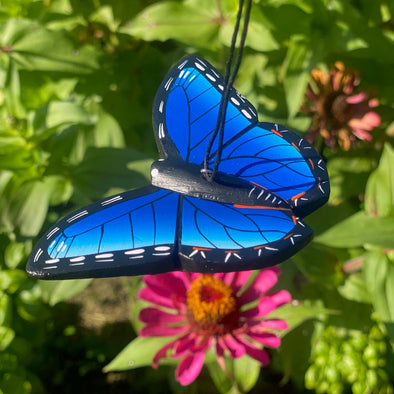 Hand-Carved Blue Morpho Butterfly Ornament