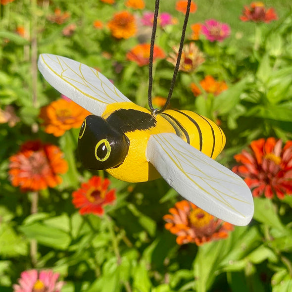 Hand-Carved Honeybee Ornament