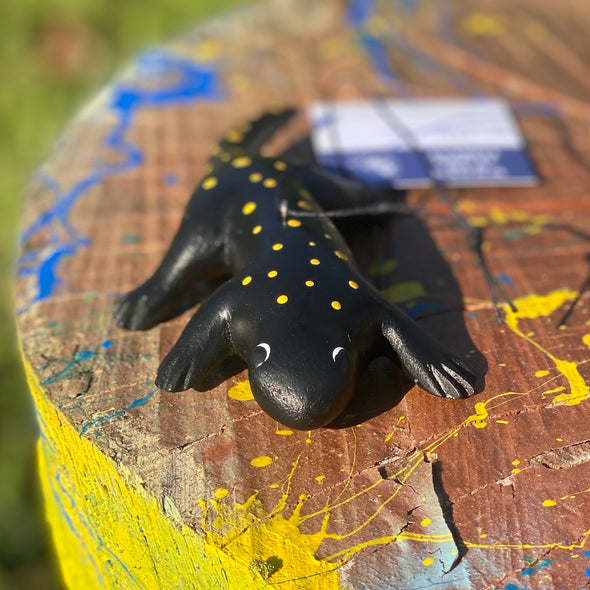 Hand-Carved Spotted Salamander Ornament