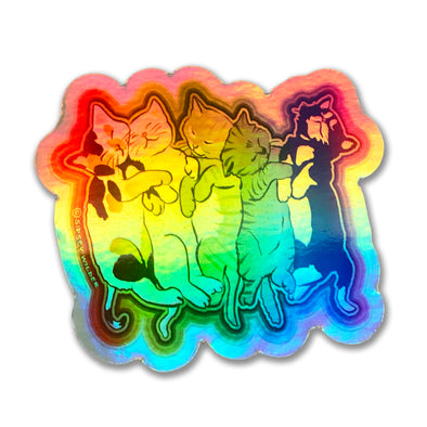 Holographic Rainbow Kittens Sticker