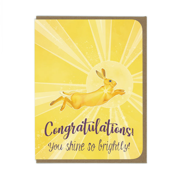 Congratulations Yellow Rabbit Greeting Card