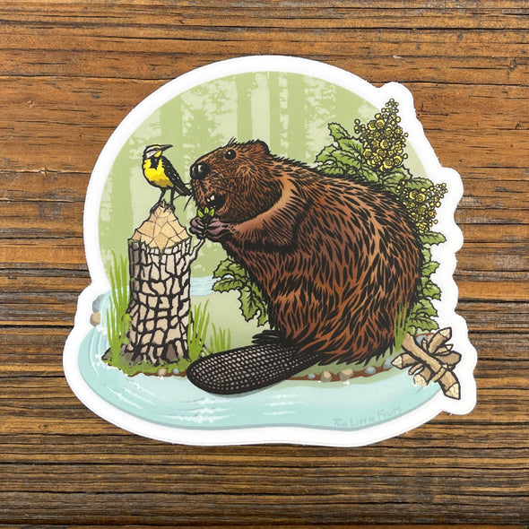 Beaver & Western Meadowlark Sticker