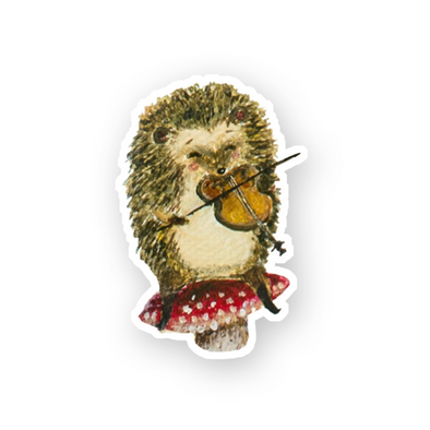 Hedgehog Violinist Sticker
