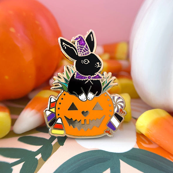 Halloween Black Rabbit Enamel Pin