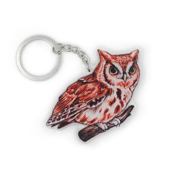 Eastern Screech Owl Double-Sided Acrylic Keychain