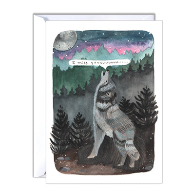 I Miss You Wolf Greeting Card