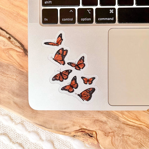 Clear Flying Butterflies Vinyl Sticker