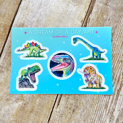 Watercolor Dinosaur Sticker Sheet