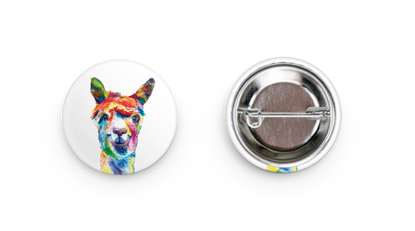 Rainbow Llama Pinback Button