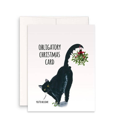 Black Cat Obligatory Holiday - Funny Christmas Card