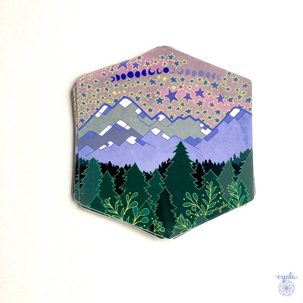 Starry Mountains Sticker