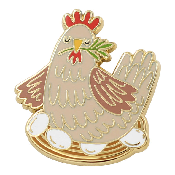 Chicken With Eggs Enamel Pin