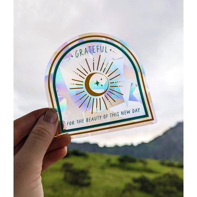 Grateful For the Beauty of This New Day Suncatcher Window Decal