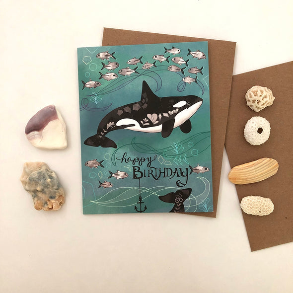 Orca Killer Whales Birthday card