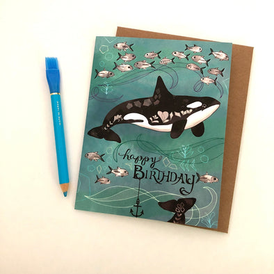 Orca Killer Whales Birthday card