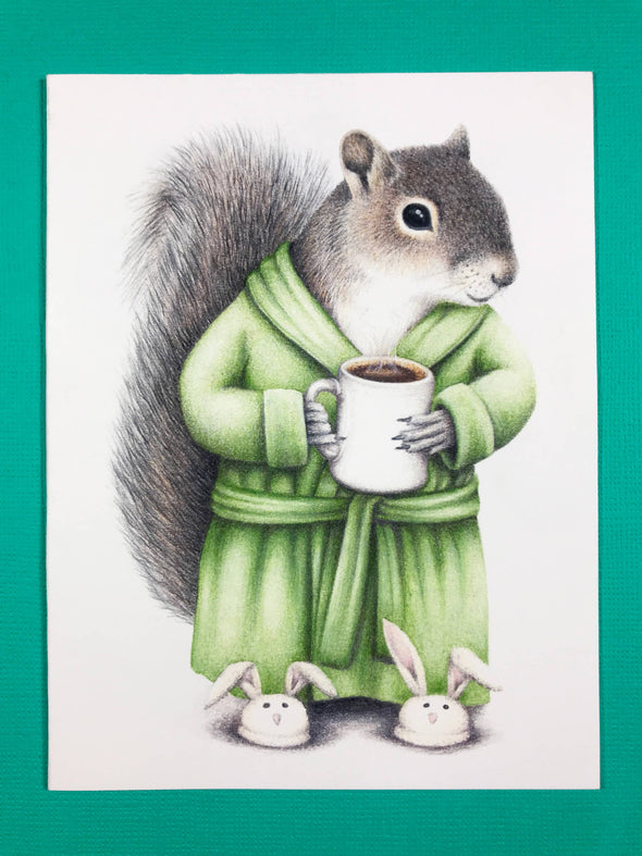 Squirrel with Coffee Greeting Card