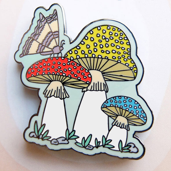 Moth & Mushroom Enamel Pin
