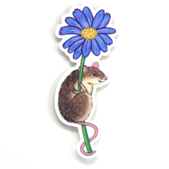 Mouse On Flower Vinyl Sticker