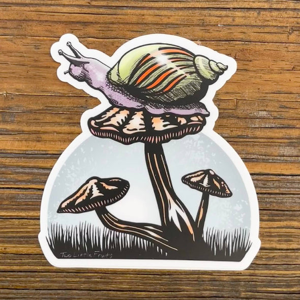 Snail Perched on a Mushroom Sticker