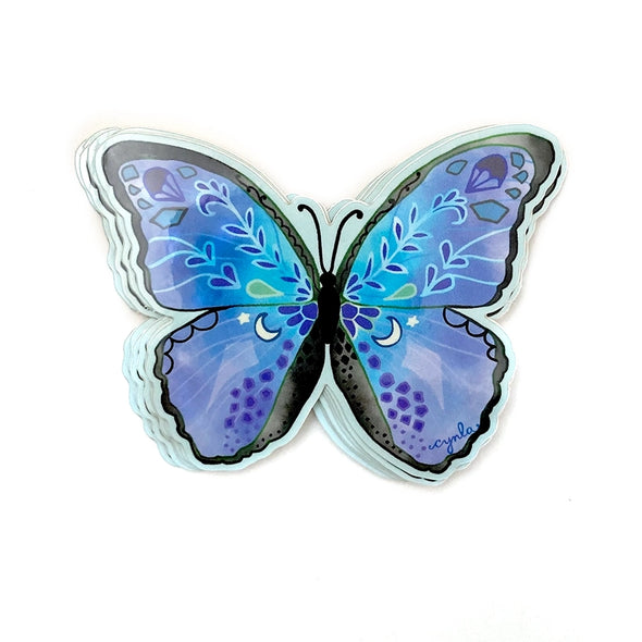 Blue Morpho Butterfly Vinyl Sticker