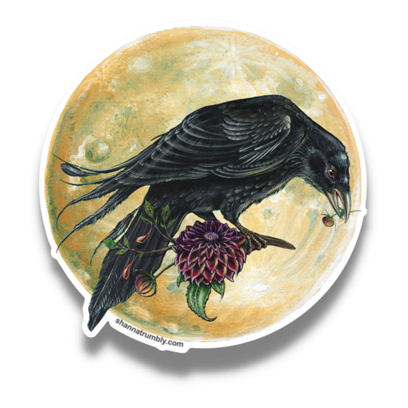 Full Moon Crow Sticker