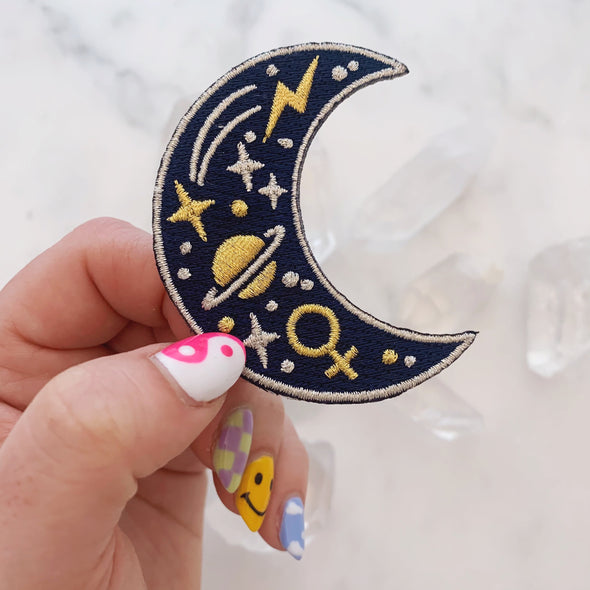 Crescent Moon Iron-On Patch