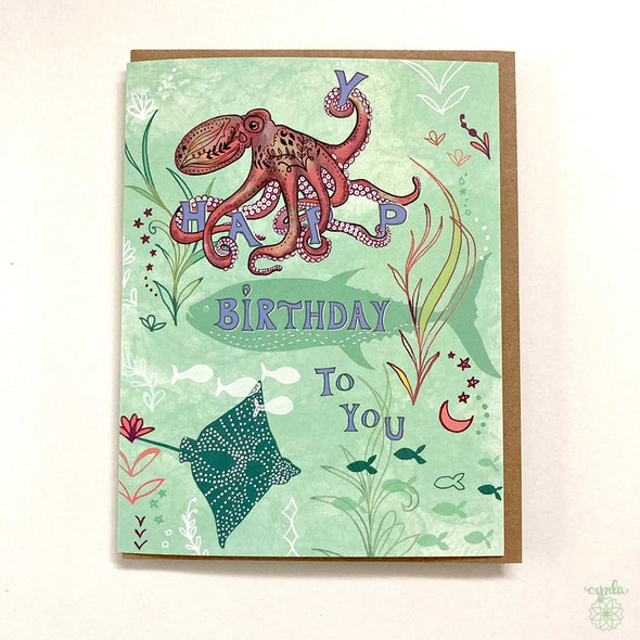 Happy Octopus Birthday Card