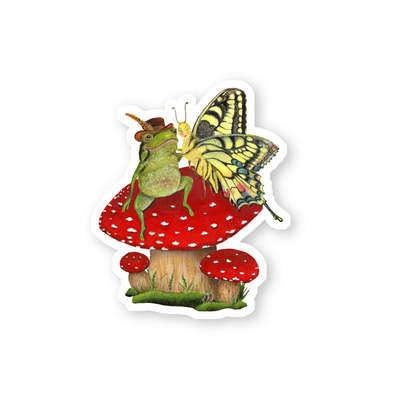 Frog & Butterfly Vinyl Sticker