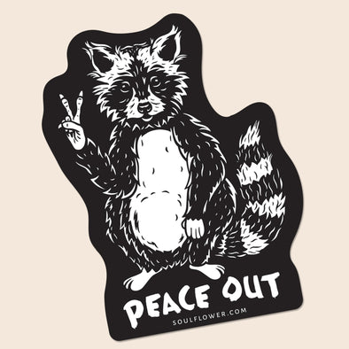 Peace Out Raccoon Sticker