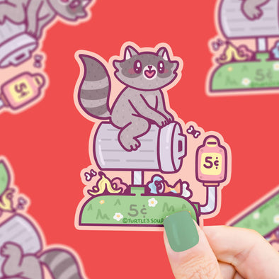 Raccoon Trash Panda Coin Ride Vinyl Sticker